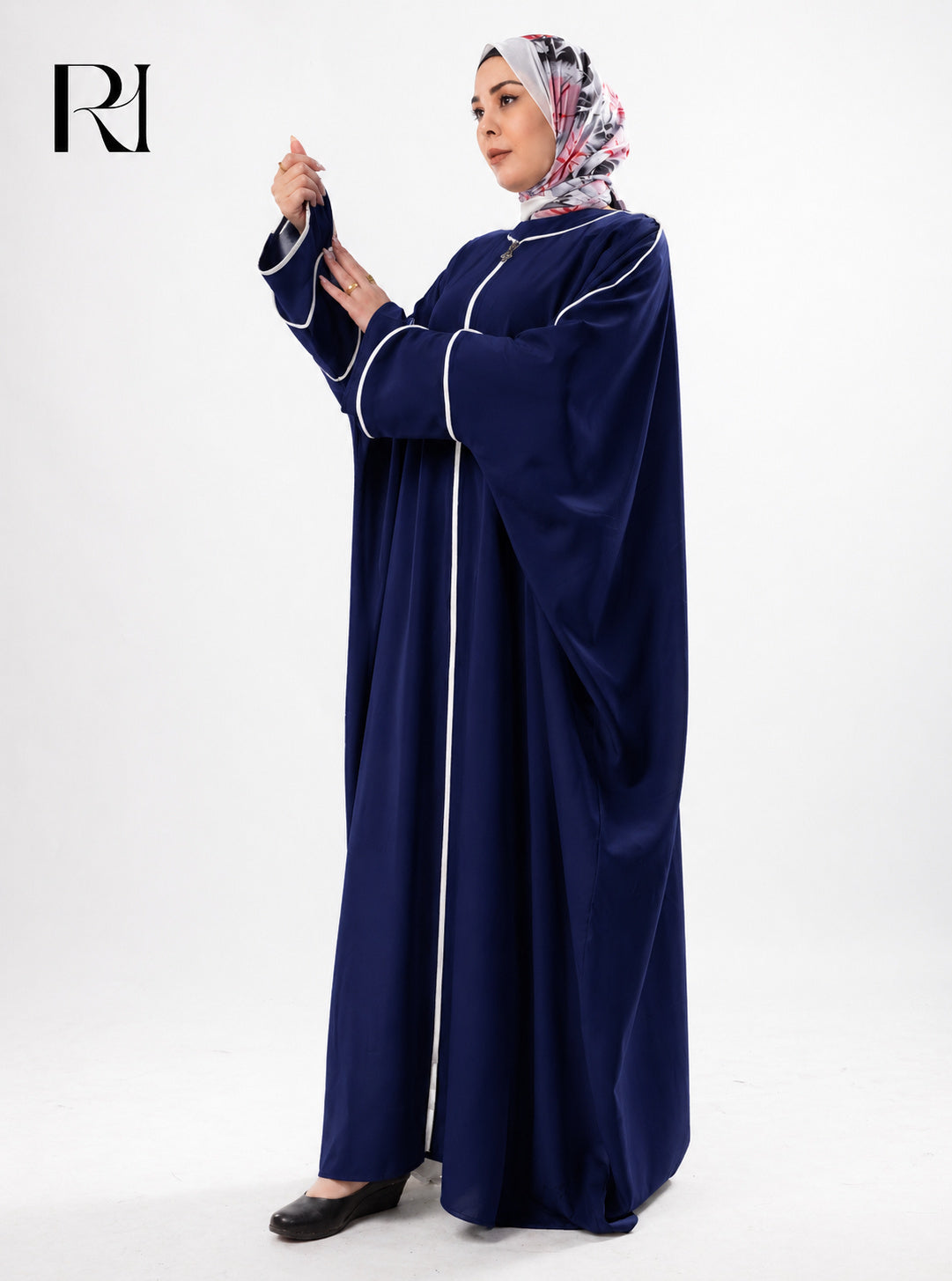 Layal Noir Soft Crepe Abaya - Navy