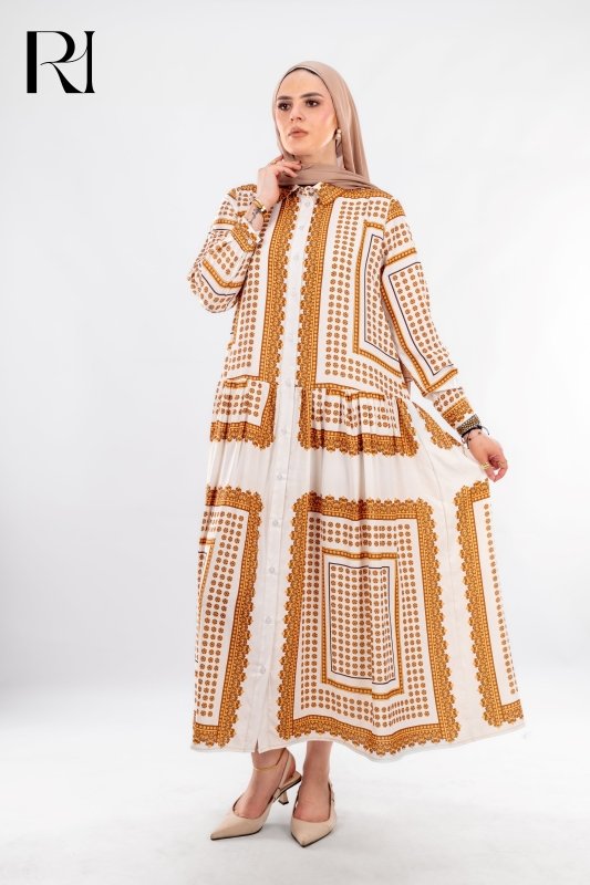 Nour Scarf Bloom Breastfeeding Friendly Modest Maxi Dress - Ruehaya