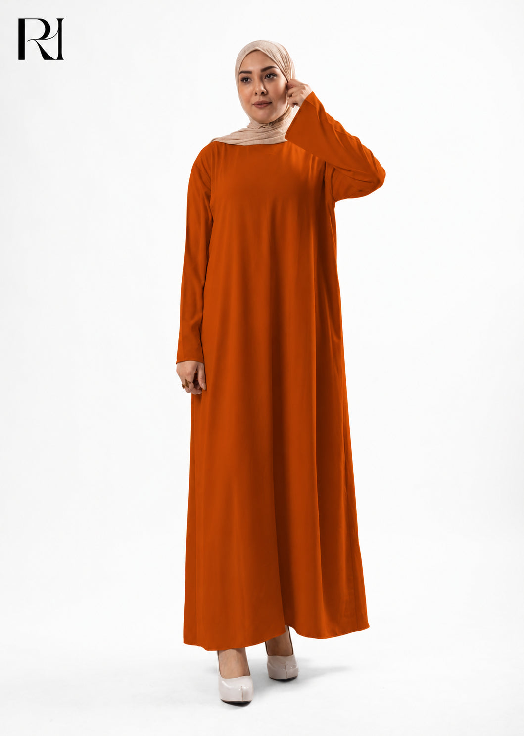 Mariam Lightweight Silky Maxi Dress – Burnt Orange