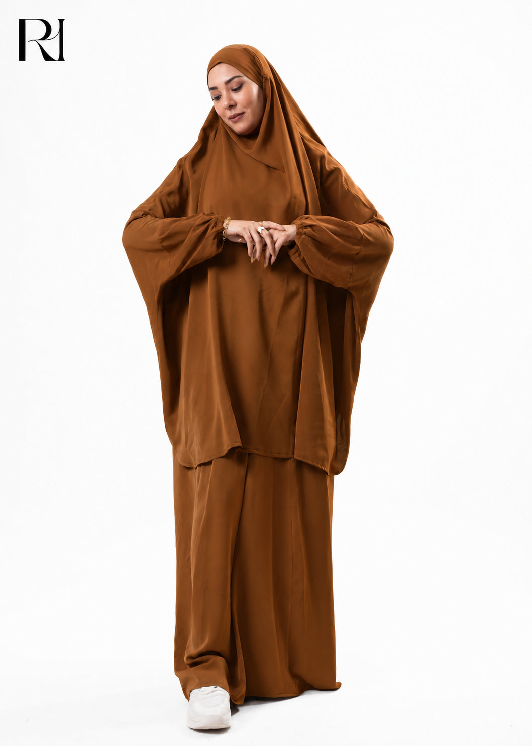 Jannat Lightweight Silk Prayer Set – Burnt Orange