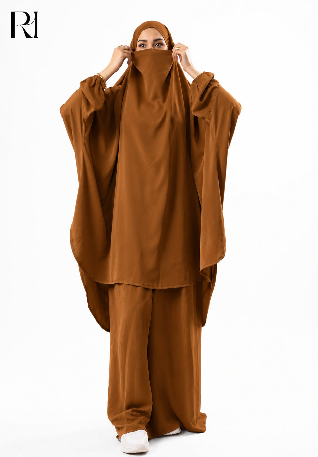 Jannat Lightweight Silk Prayer Set – Burnt Orange