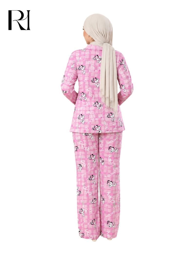 REEM PLAYFUL PRINTED LOUNGEWEAR SET – FUCHSIA