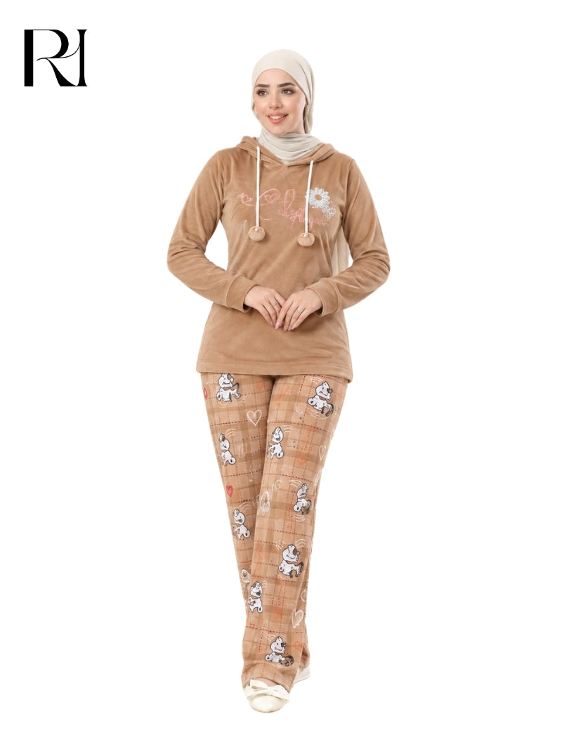 LINA WARMTH HOODIE SET – CARAMEL PAISLEY