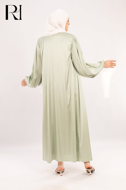 Pistachio Whisper Soft Satin Grace with Delicate Flow - Ruehaya