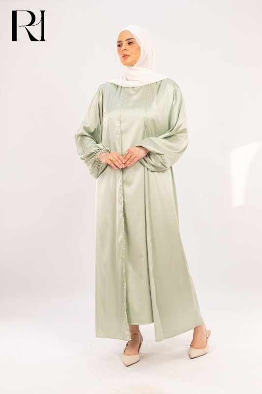 Pistachio Whisper Soft Satin Grace with Delicate Flow - Ruehaya