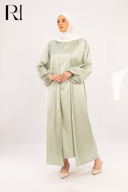 Pistachio Whisper Soft Satin Grace with Delicate Flow - Ruehaya