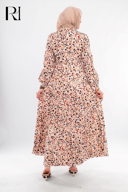 Polka Dot Modest Dress, Elegant Everyday Style by Rue Haya - Ruehaya