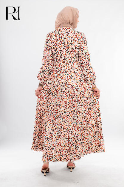 Polka Dot Modest Dress, Elegant Everyday Style by Rue Haya - Ruehaya