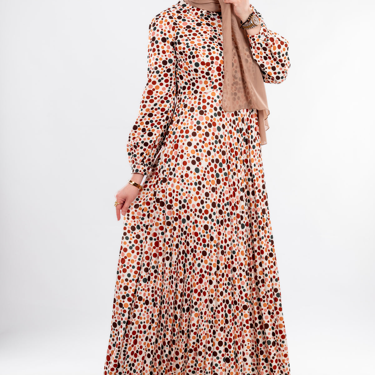Ruba Polka Soft Crepe Maxi Dress - Rose Brown Rose-Brown / US 4