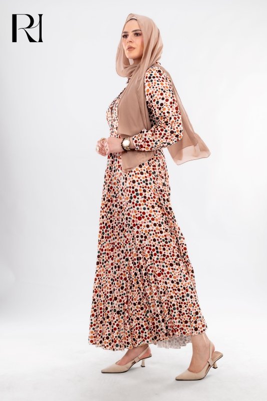Polka Dot Modest Dress, Elegant Everyday Style by Rue Haya - Ruehaya
