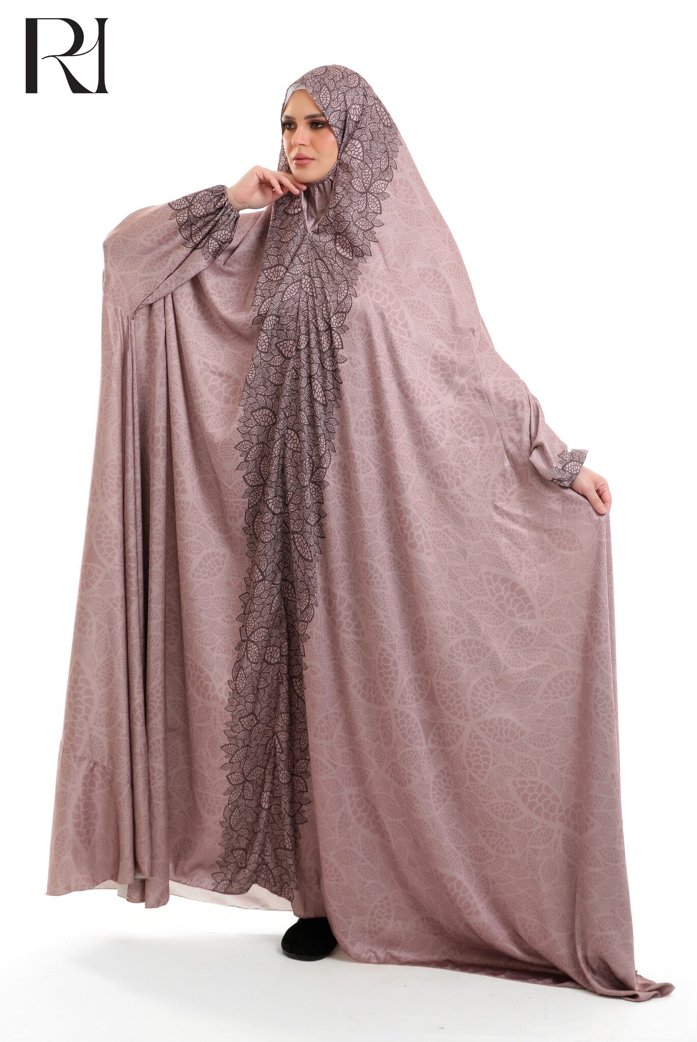 Noor Soft Blended Satin Prayer Gown - Rosewood