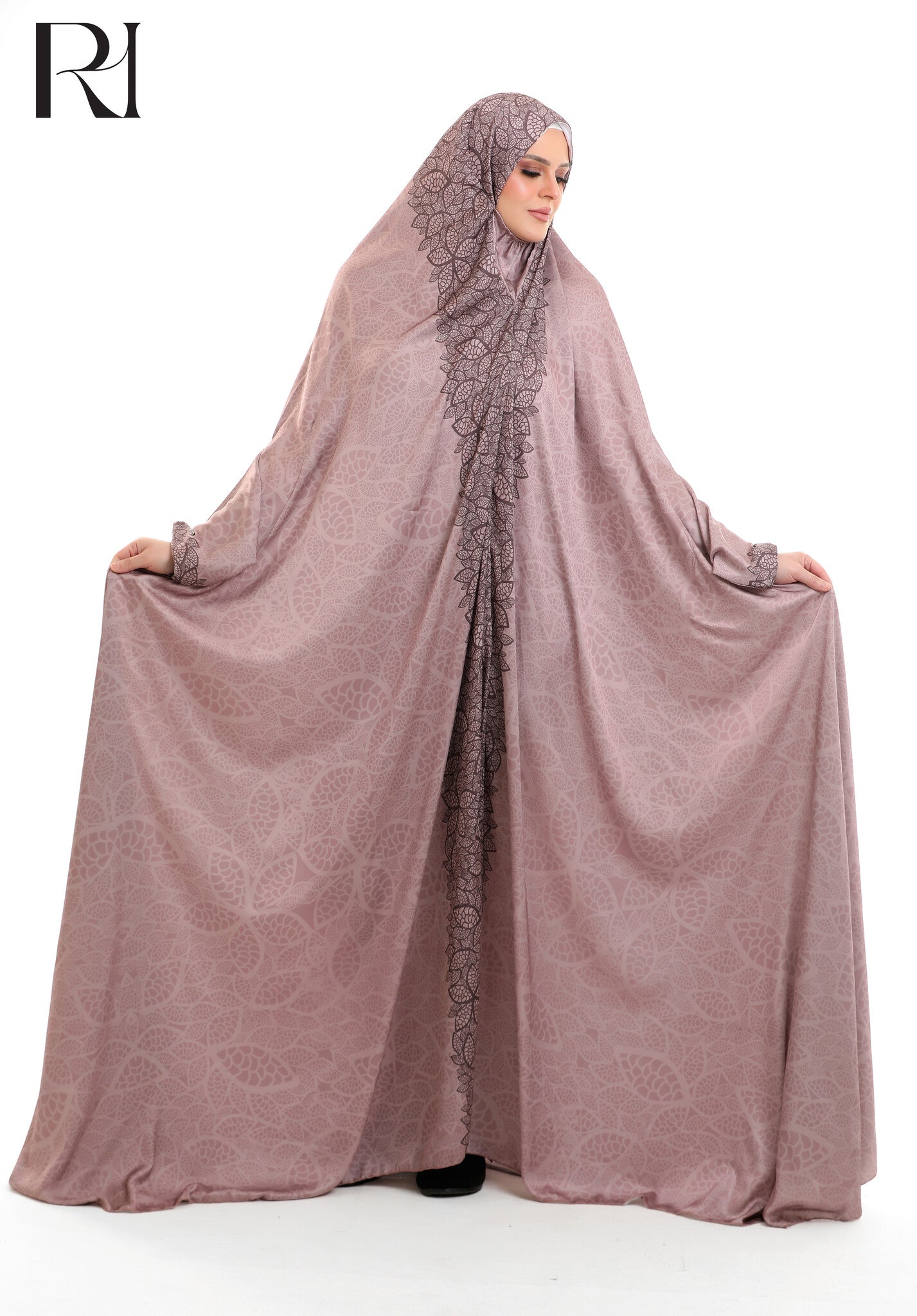 Noor Soft Blended Satin Prayer Gown - Rosewood