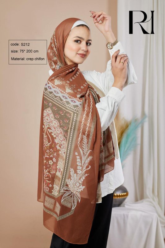 Royal Palace Inspired Chiffon Hijab Ruehaya Elegant Heritage Scarf - Ruehaya