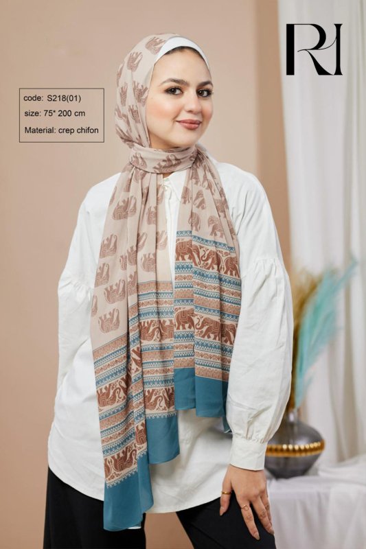 Ruehaya Elephant Inspired Chiffon Hijab - Ruehaya
