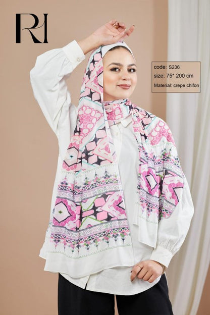 Ruehaya Pink TieDye Chiffon Hijab Elegant & Lightweight - Ruehaya