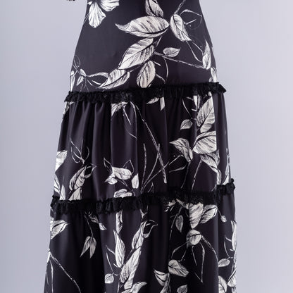 Salma Black and white Chiffon dress - Ruehaya
