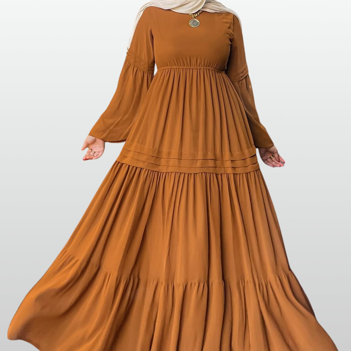 Classic Long Sleeve Chiffon Brown Dress Classic Long Sleeve Chiffon Brown Dress
