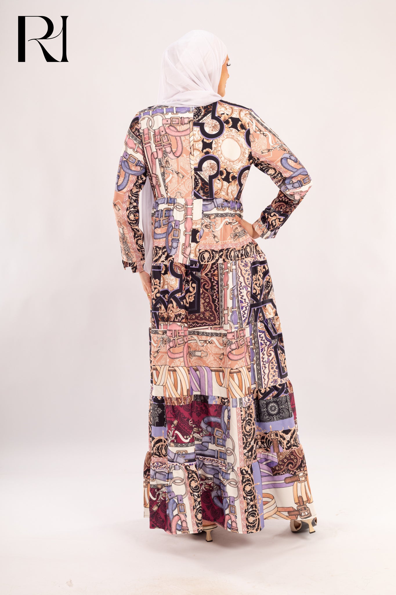 Serena Ornate Tapestry Print Modest Maxi Dress - Ruehaya
