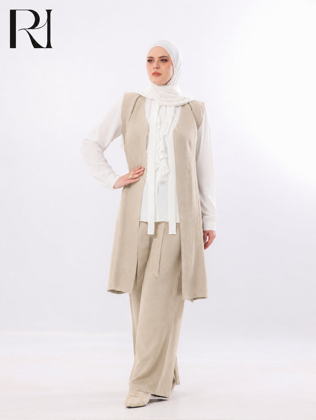 Mira Two-Piece Modest Set – Beige