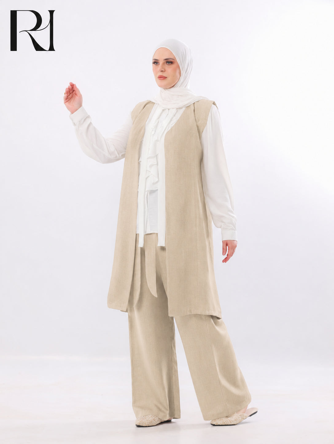 Mira Two-Piece Modest Set – Beige