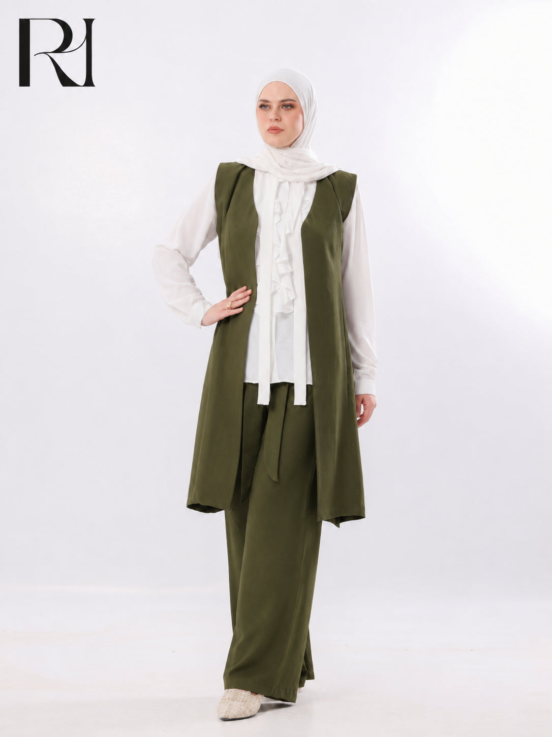 Mira Two-Piece Modest Set – Olive Green