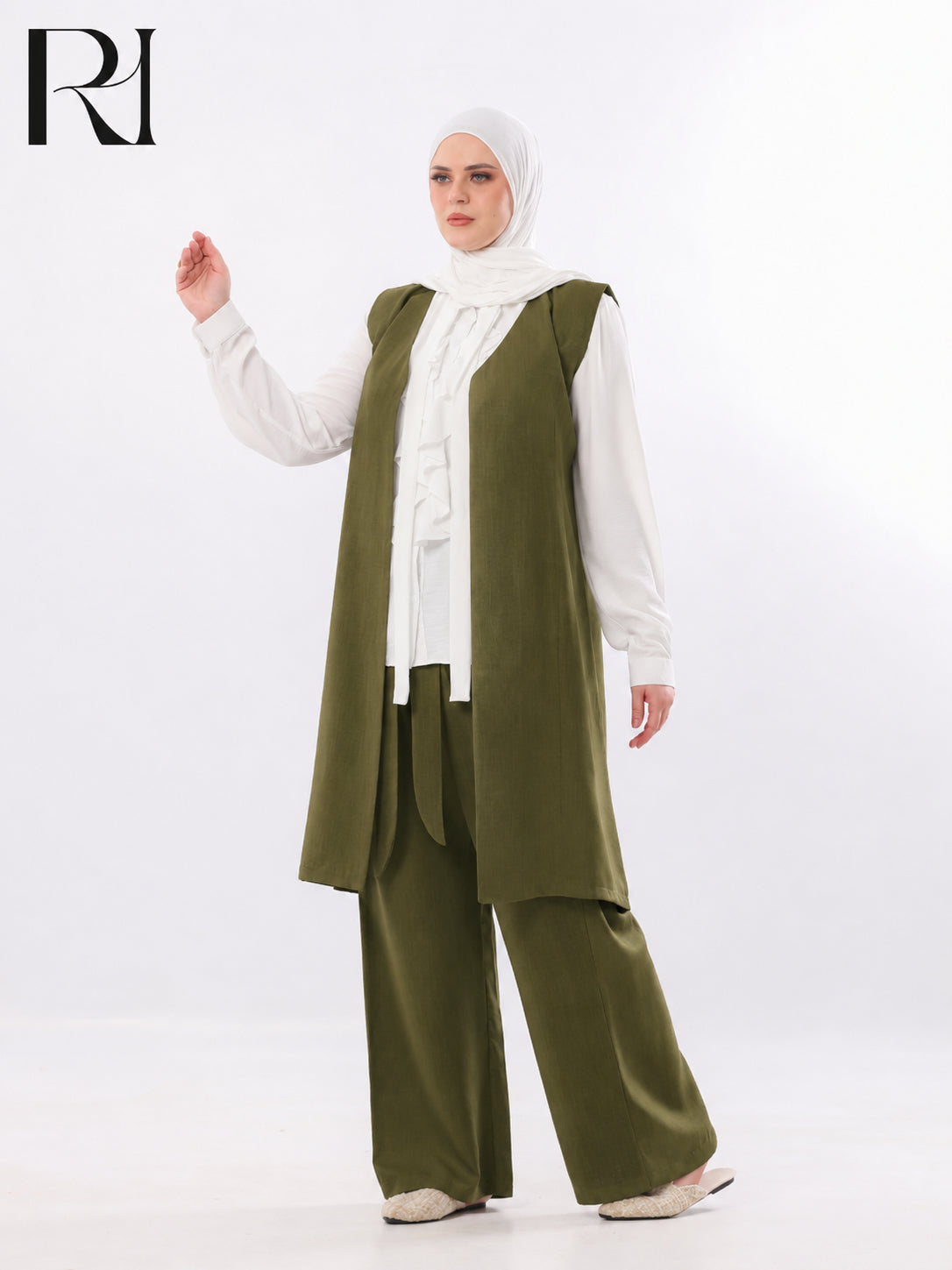 Mira Two-Piece Modest Set – Olive Green