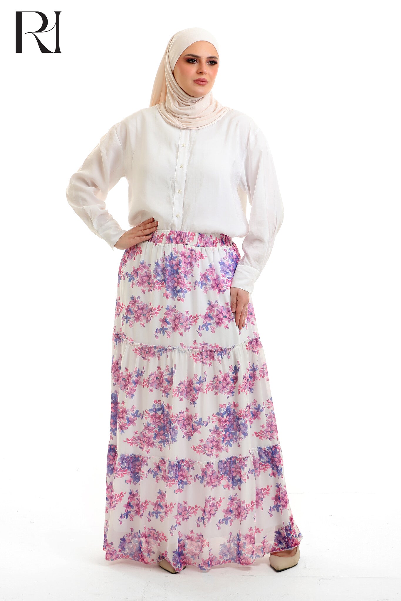 Chiffon Tiered Maxi Skirt - Floral