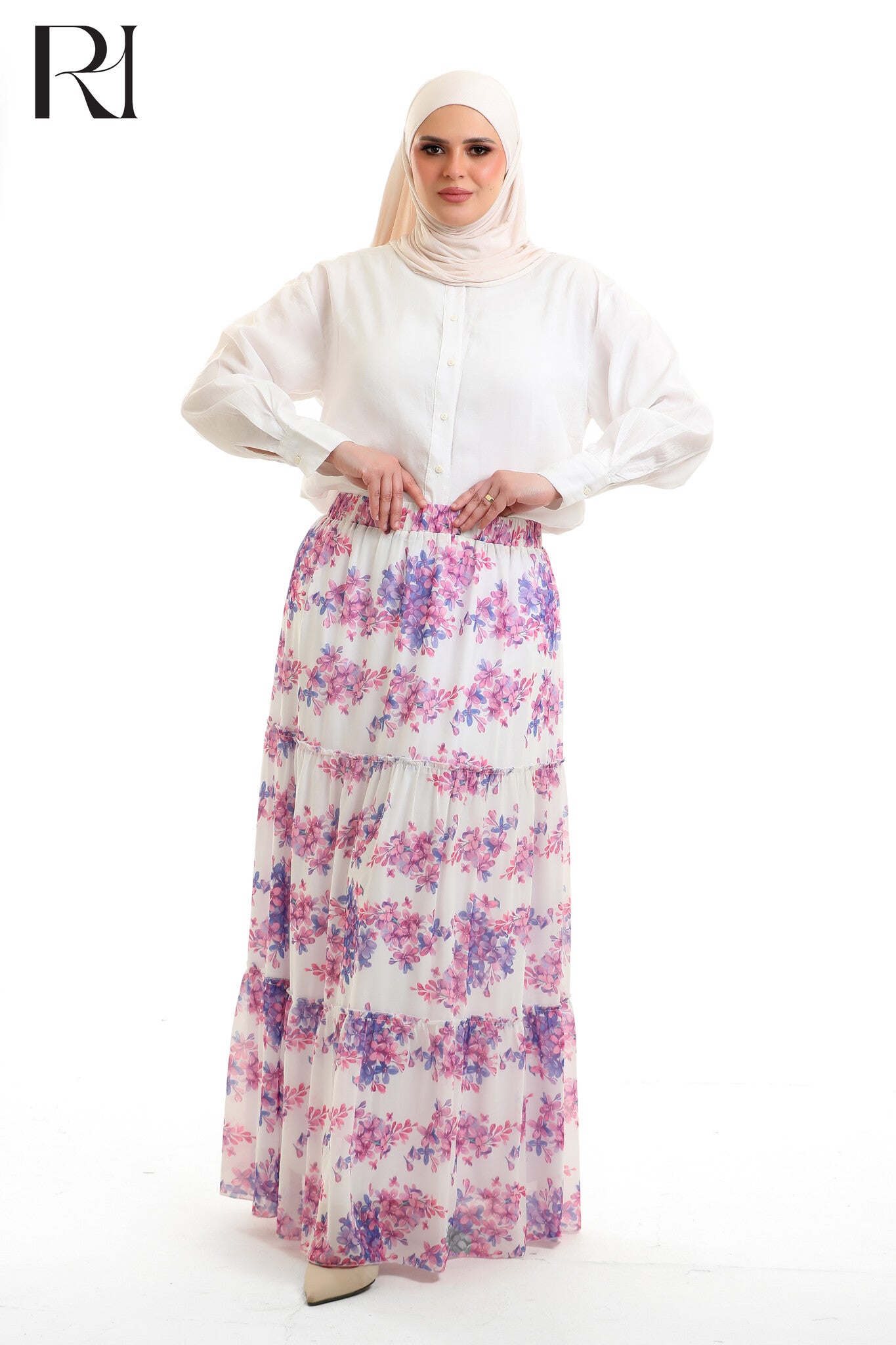 Chiffon Tiered Maxi Skirt - Floral