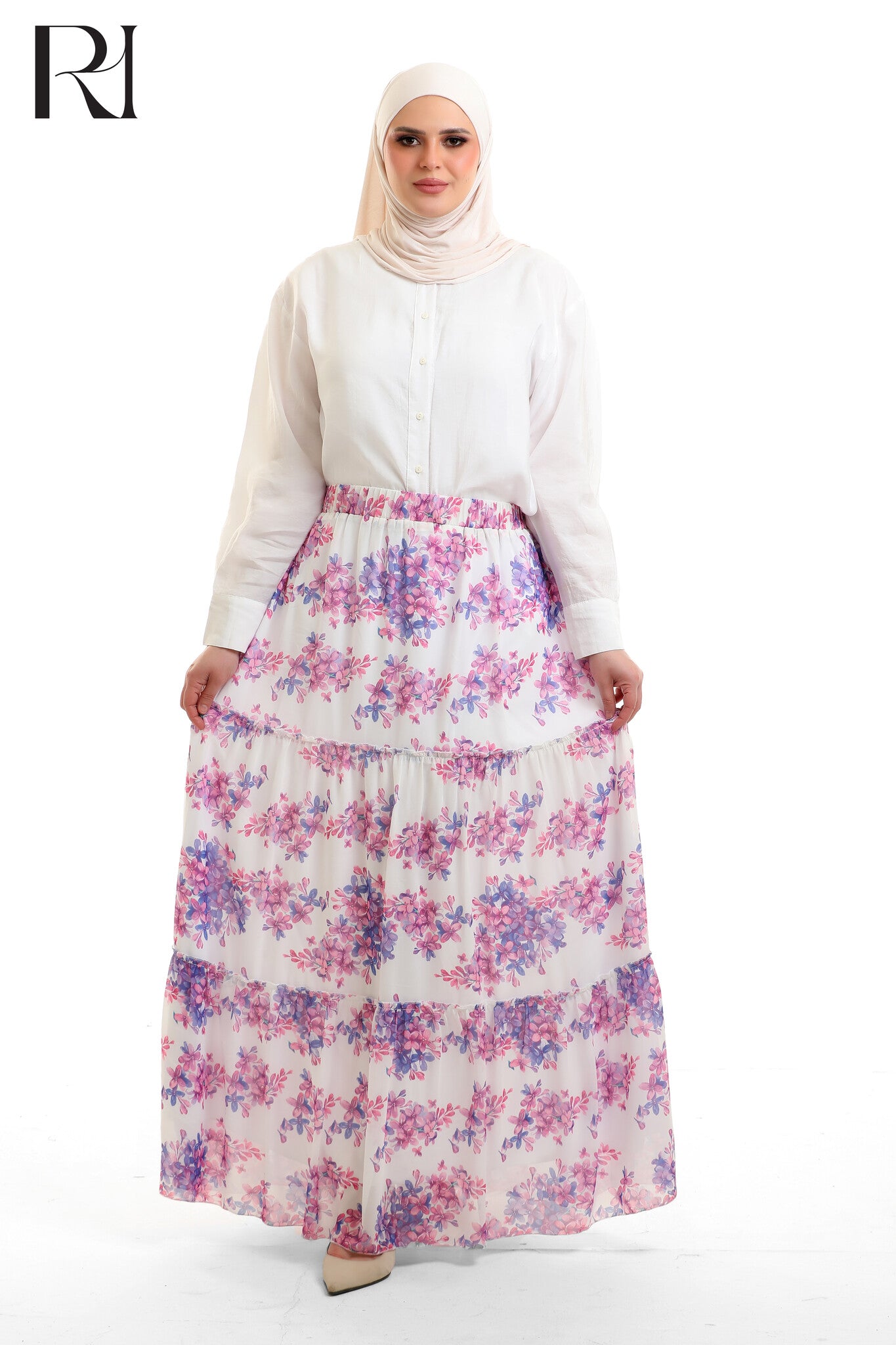 Chiffon Tiered Maxi Skirt - Floral