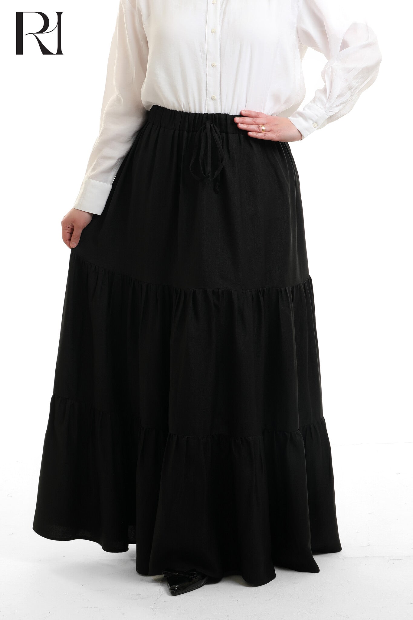 Linen-blend Tiered Maxi Skirt - Multiple Colors