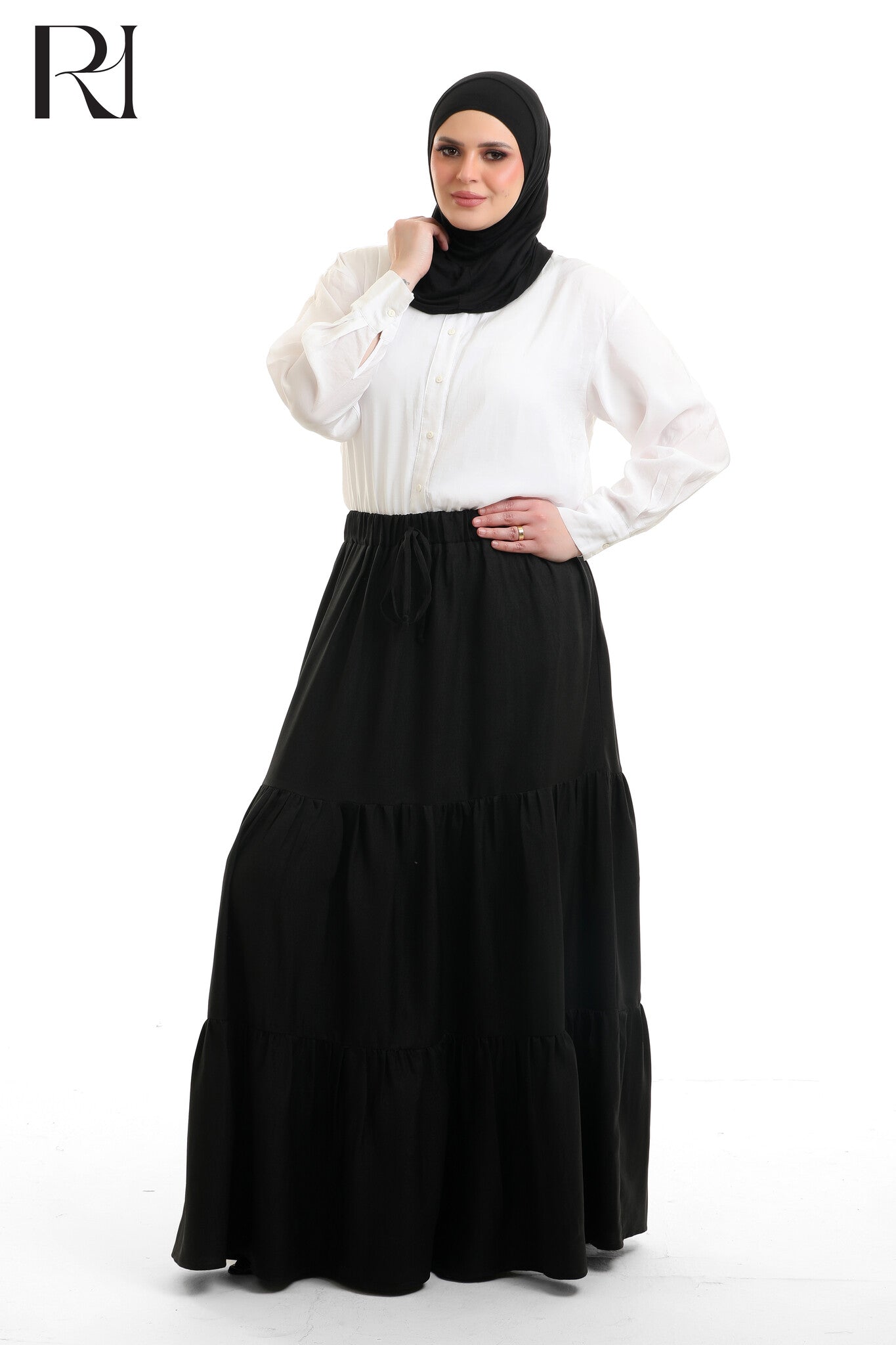 Linen-blend Tiered Maxi Skirt - Multiple Colors