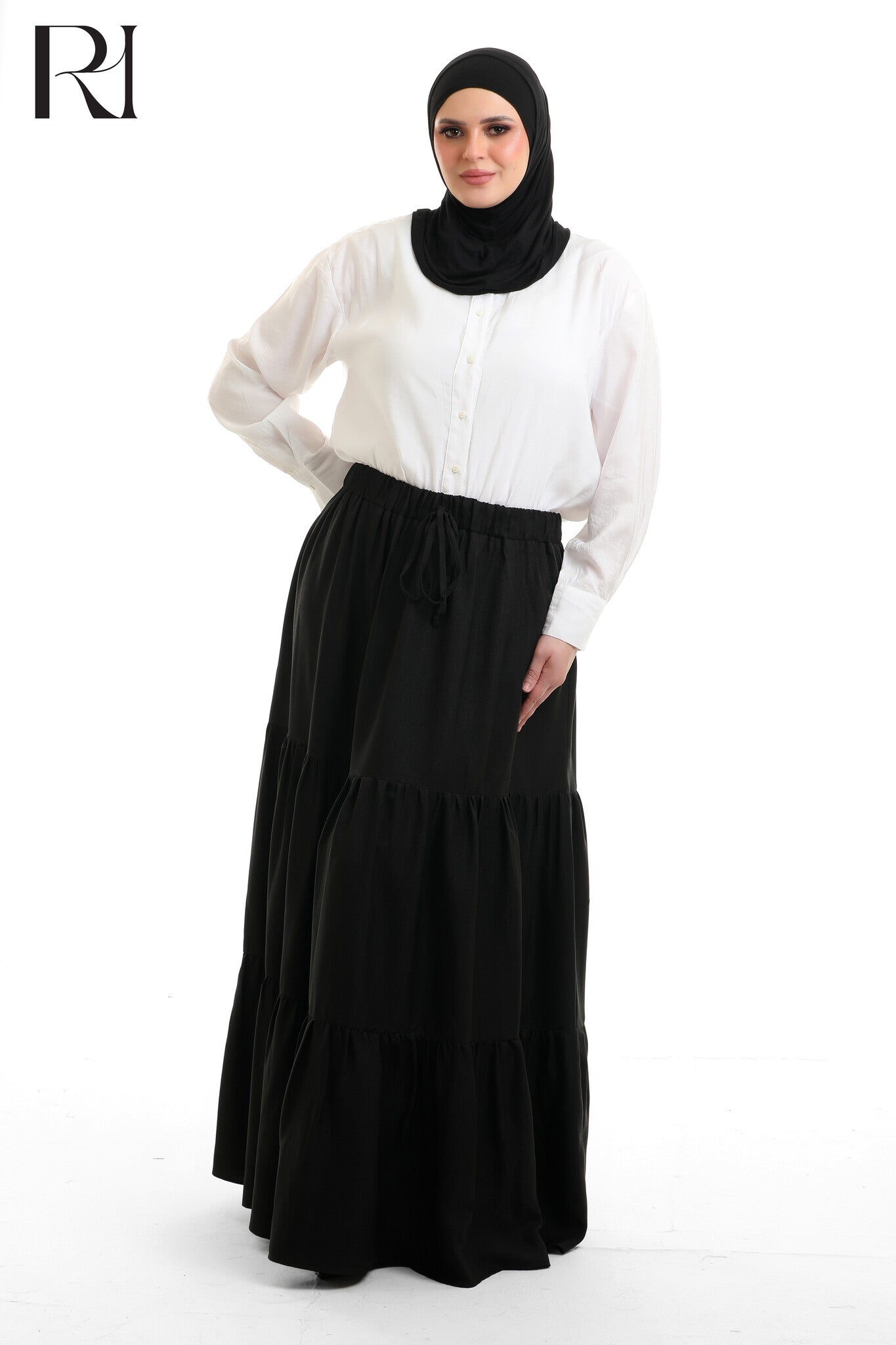 Linen-blend Tiered Maxi Skirt - Multiple Colors