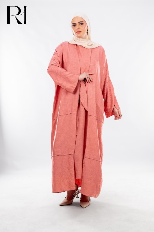 Sunset Whisper Coral Two Piece Elegance Set - Ruehaya