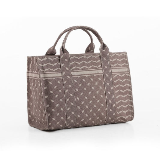 Taupe Geometric Tote Bag - Ruehaya