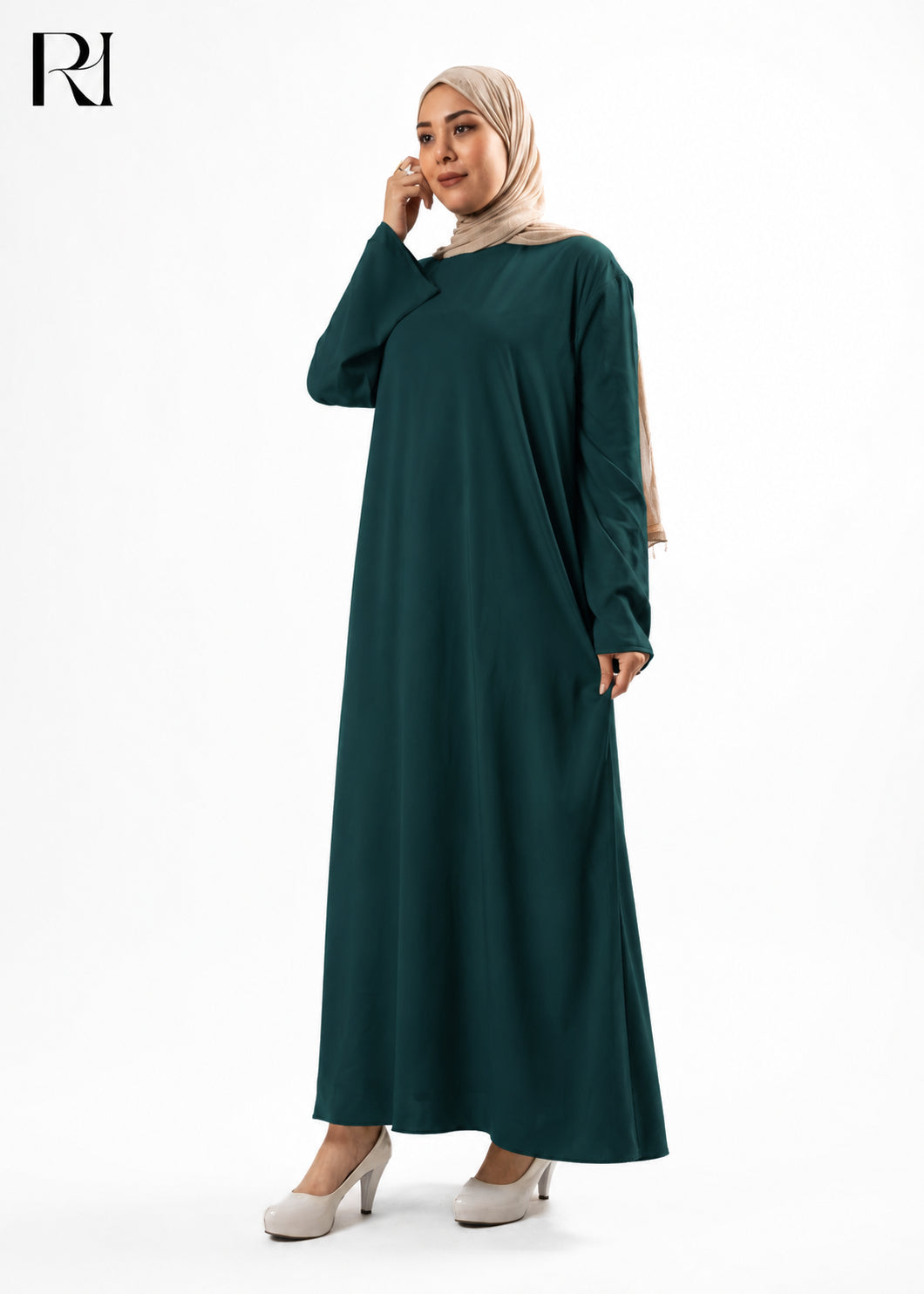Mariam Lightweight Silky Maxi Dress – Deep Teal