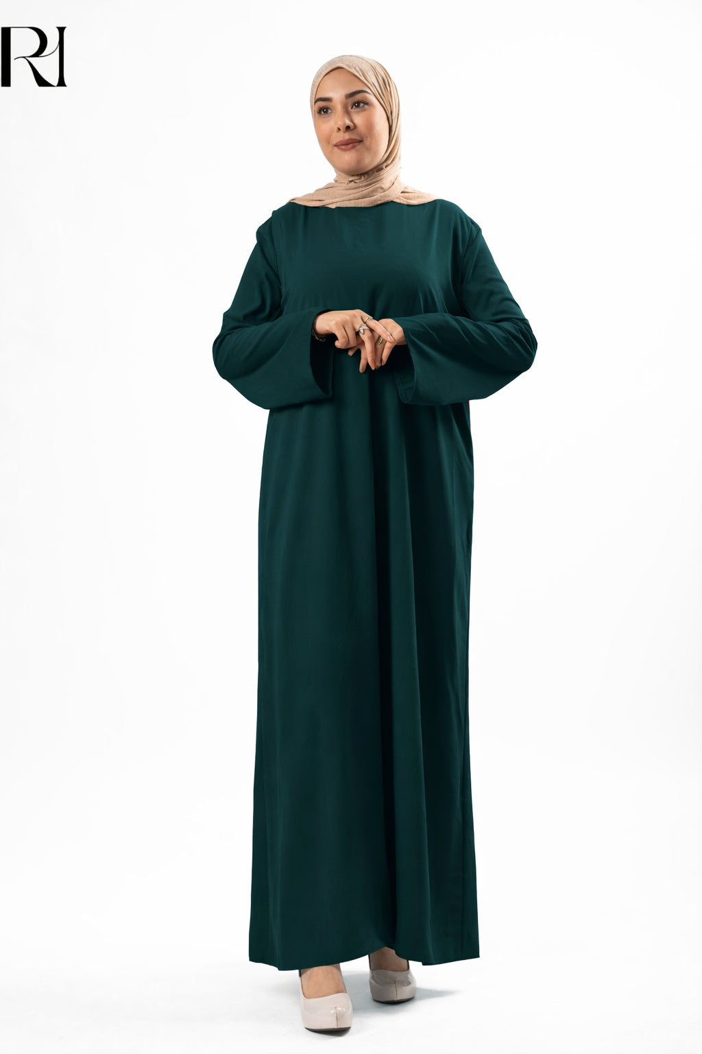 Mariam Lightweight Silky Maxi Dress – Deep Teal