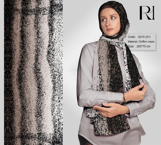 The Art of Modesty Elegant Black and Brown Chiffon Hijab - Ruehaya
