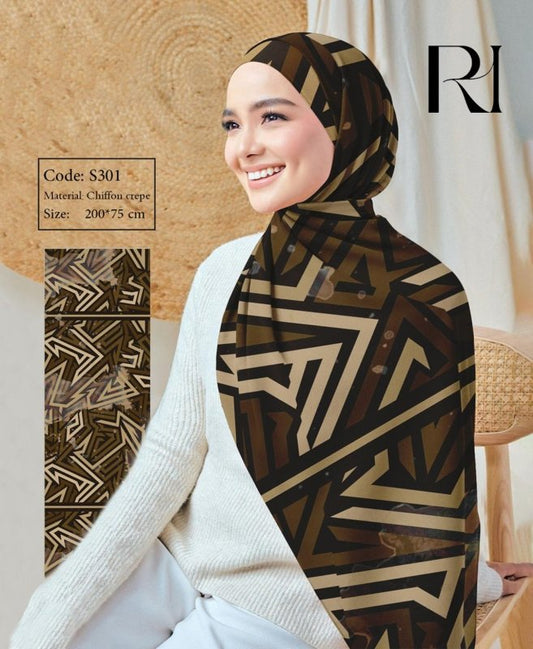 Timeless TieDye Elegance Printed Chiffon Hijab by Ruehaya - Ruehaya
