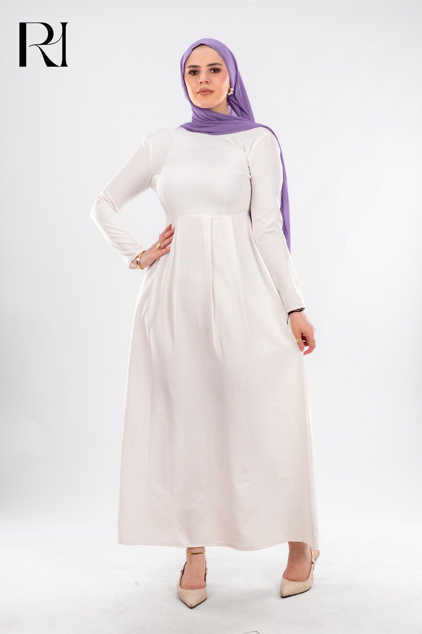 Timeless White Modest Dress - Ruehaya