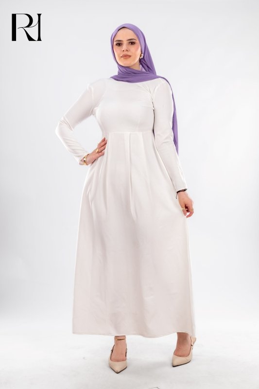 Timeless White Modest Dress - Ruehaya