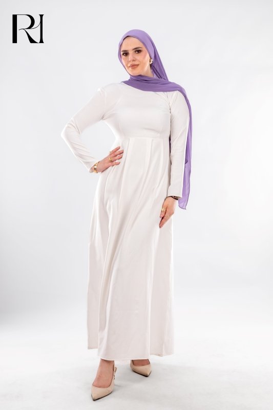 Timeless White Modest Dress - Ruehaya