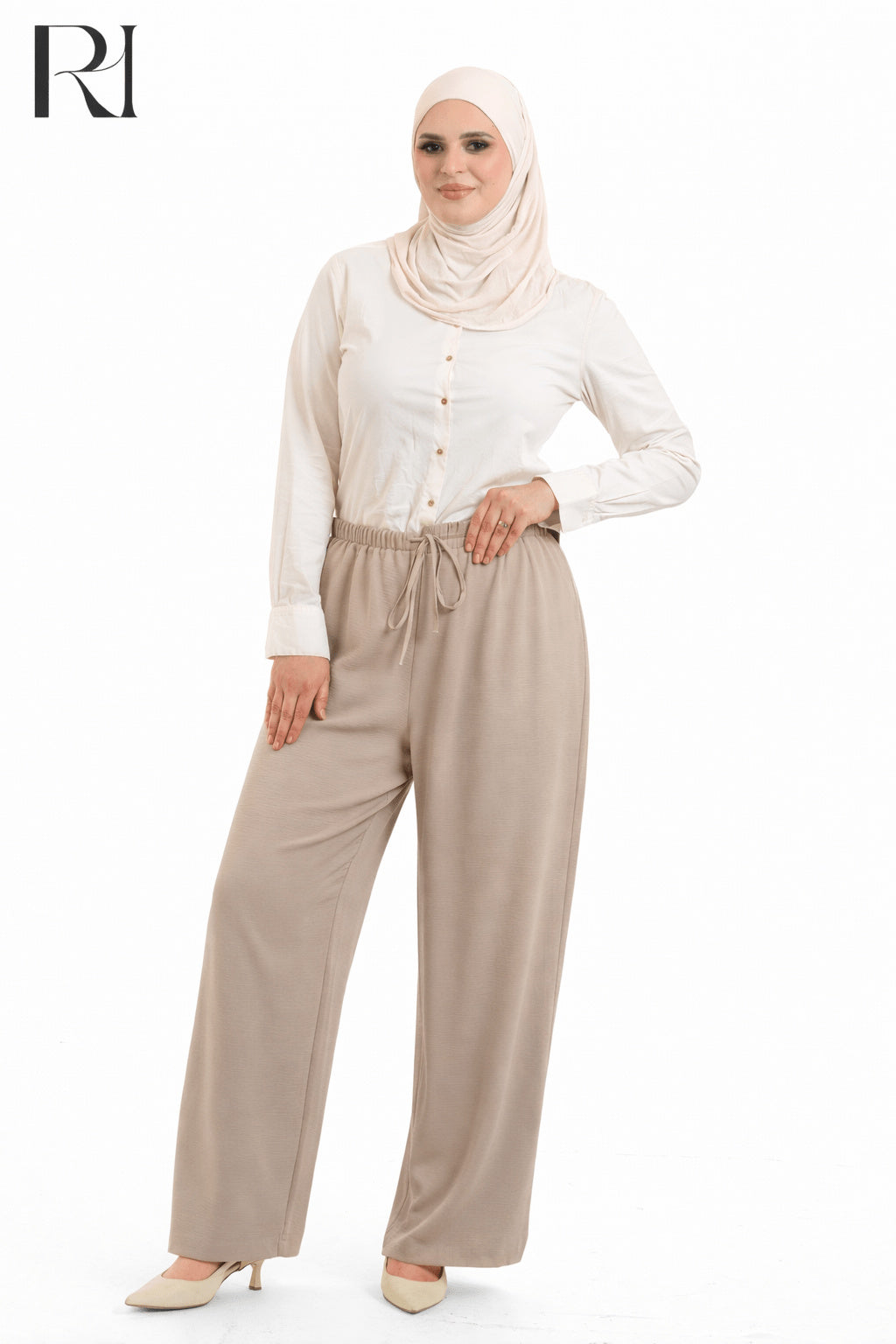 Nyla Linen Blend Trousers - Beige