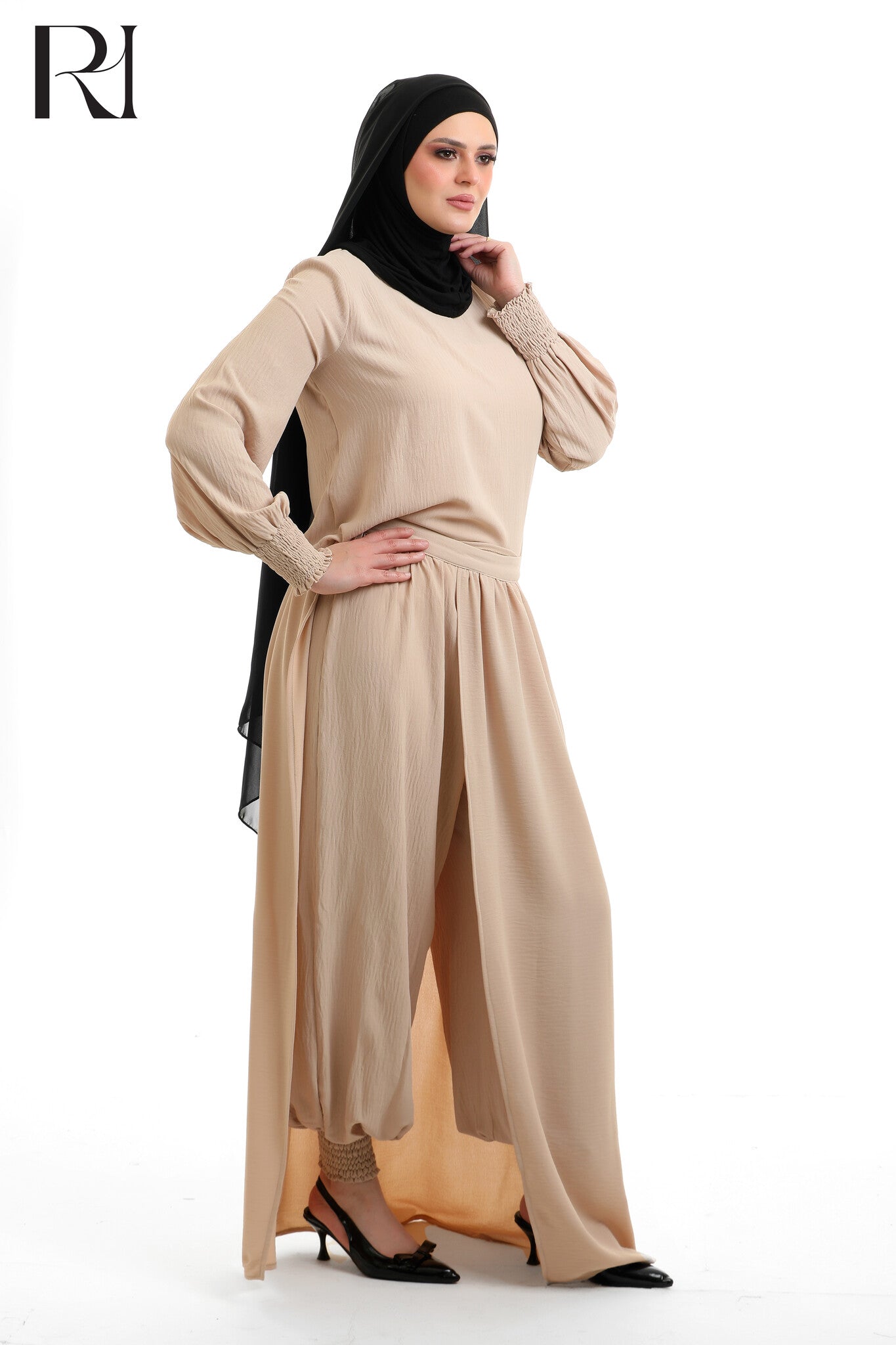 Linen-blend Modest Two-Piece Set - Multiple Colors