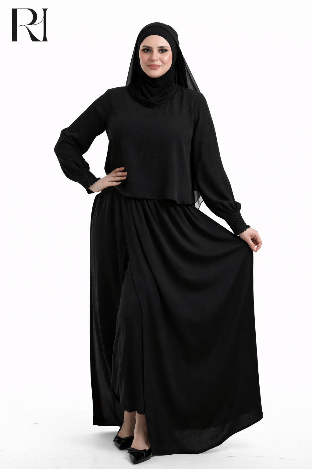 Salma Linen Blend Two Piece Set - Black