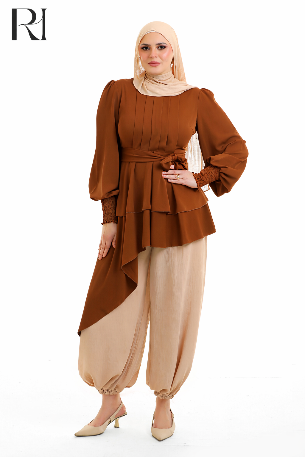 Linen-blend Drape Modest Top - Multiple Colors