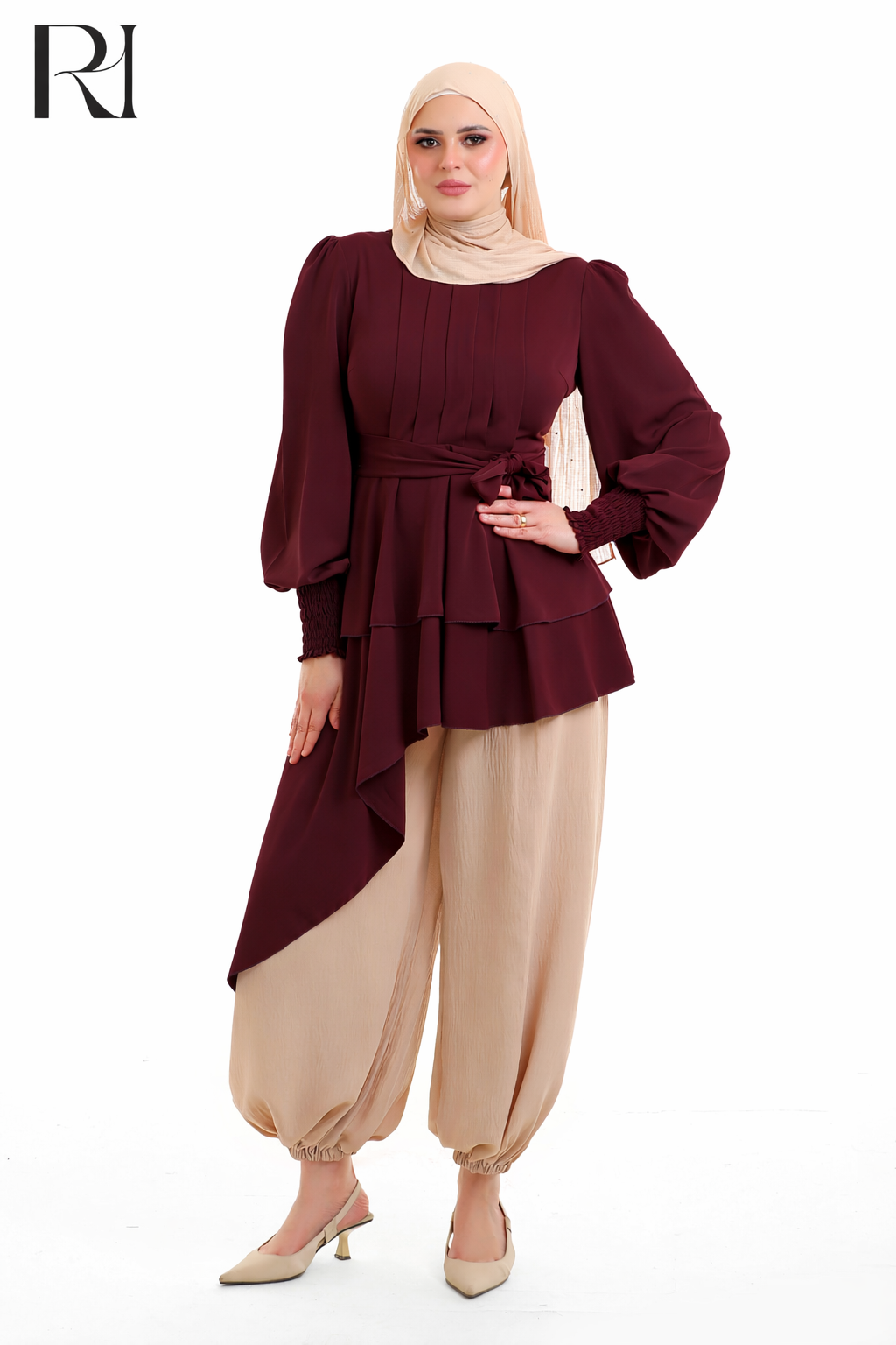 Linen-blend Drape Modest Top - Multiple Colors