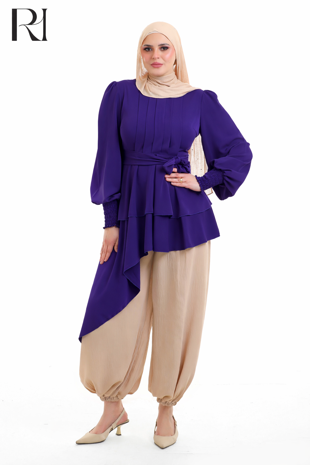 Linen-blend Drape Modest Top - Multiple Colors