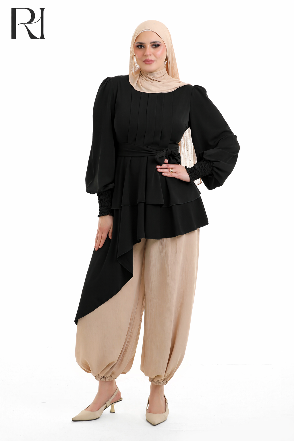 Linen-blend Drape Modest Top - Multiple Colors