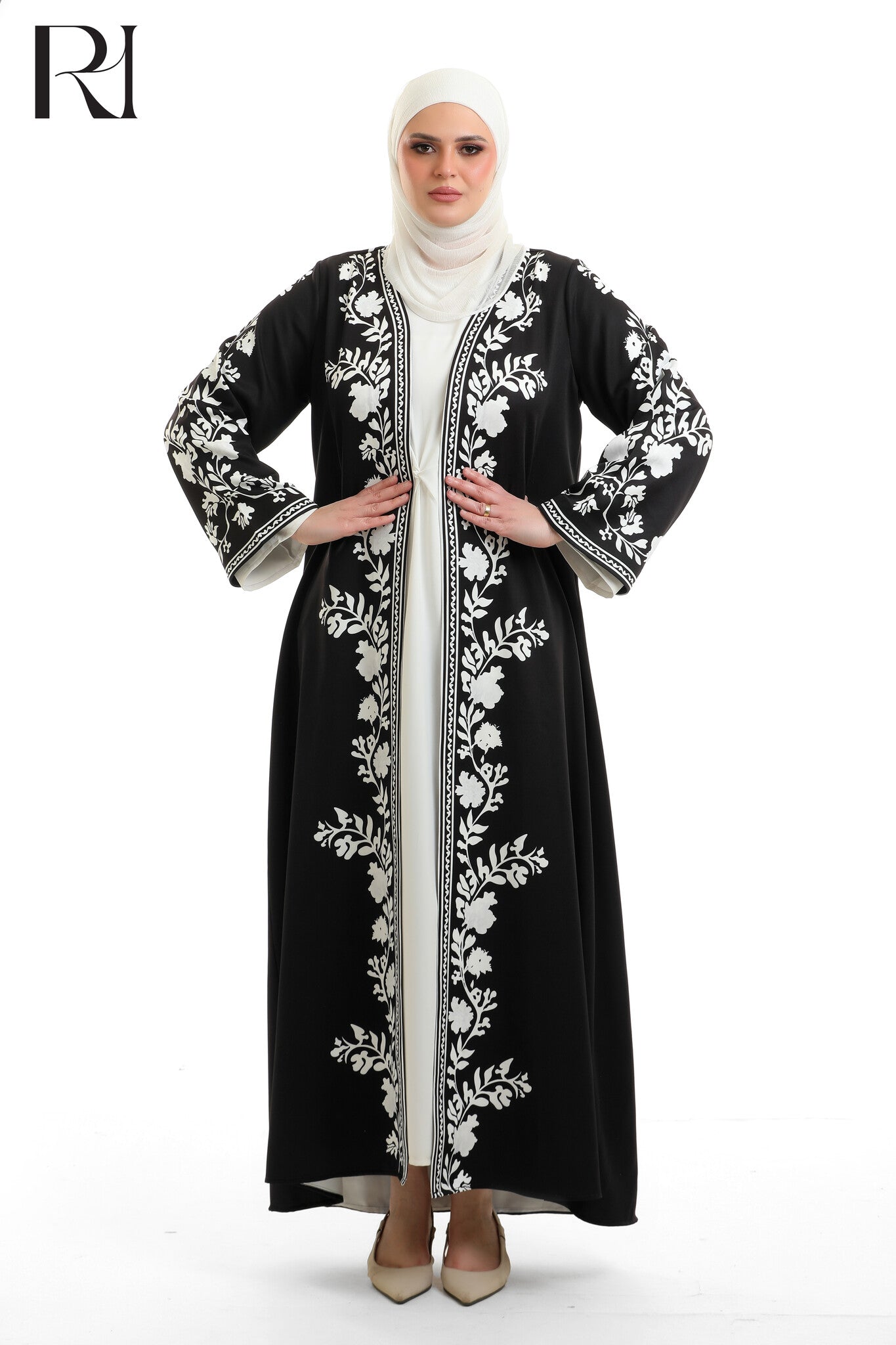 Aya Royalty Crepe Abaya Set - Black