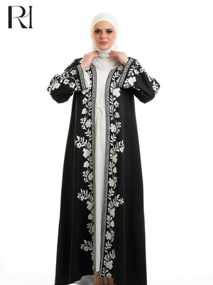 Aya Royalty Crepe Abaya Set - Black